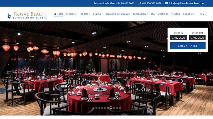 Website Royal Beach Boton Blue Hotel & Spa