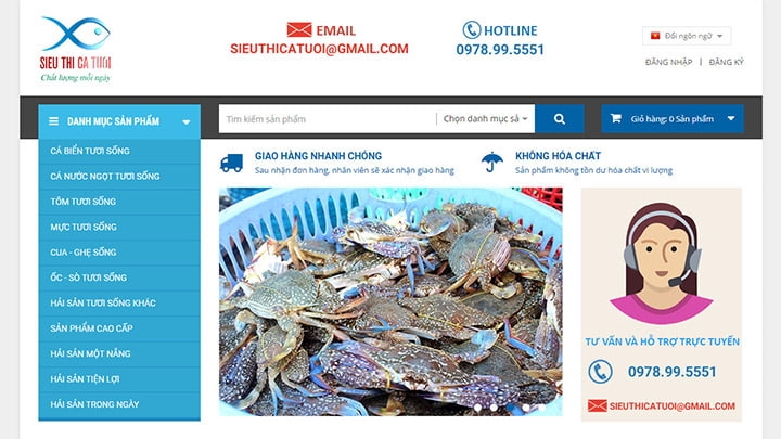 Website Siêu thị cá tươi