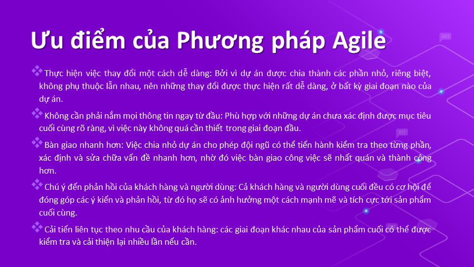 Ưu điểm của Phương pháp Agile